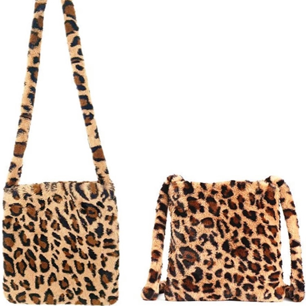 Fuzzy Leopard Print Bag